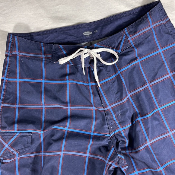 Old Navy Other - Old Navy mens navy/lt blue/red large checkered swim trunks board shorts - size L